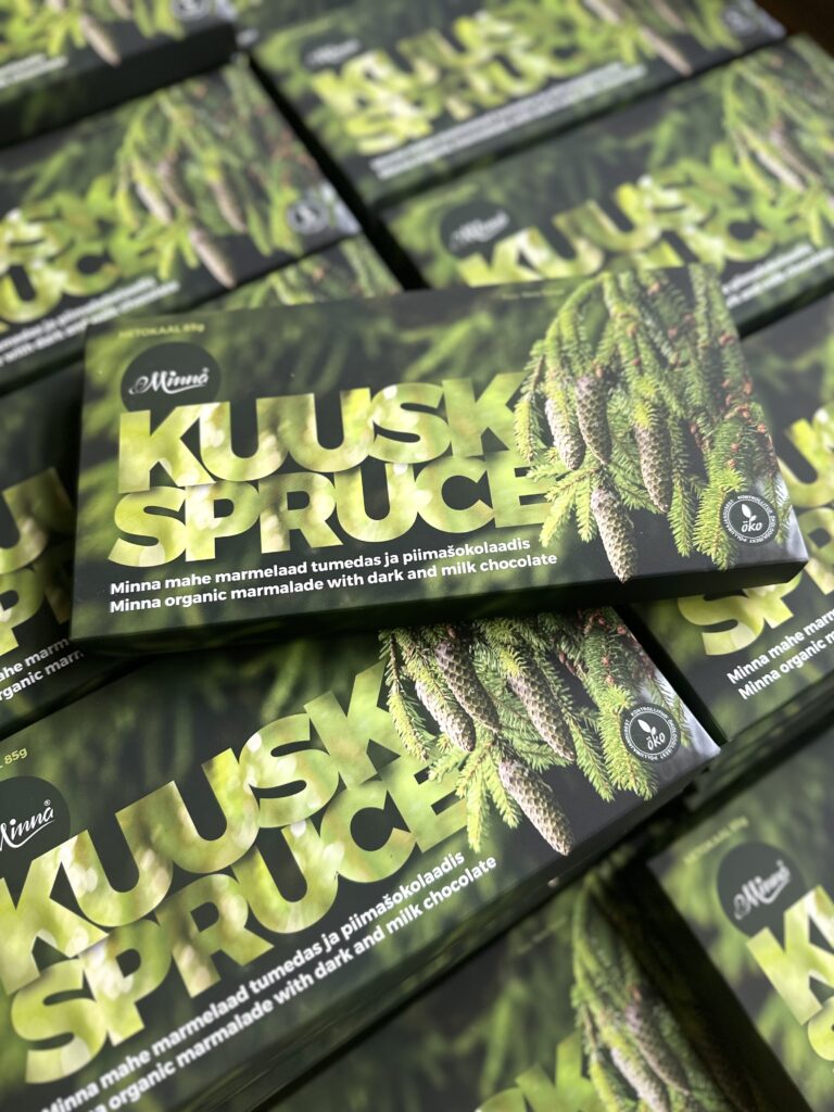 Minna mahe marmelaad KUUSK tumedas- ja piimašokolaadis